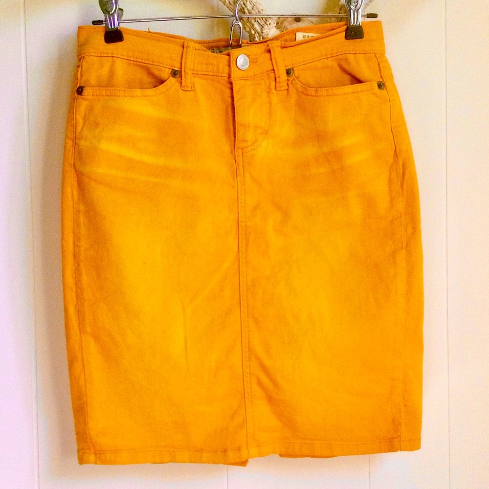 Fornarina Vintage Mustard Yellow/Orange Denim Skirt